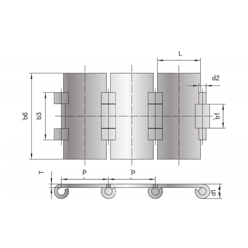 Flat top transportör Kedja