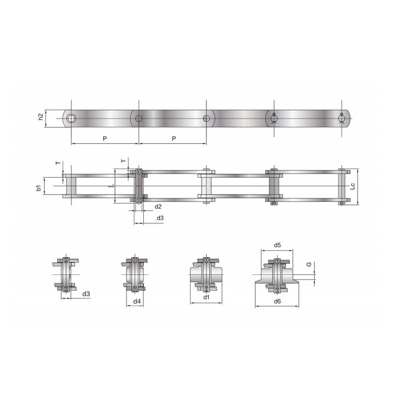 DIN-standard Solid Pin-transportörkedja (FV-serien)