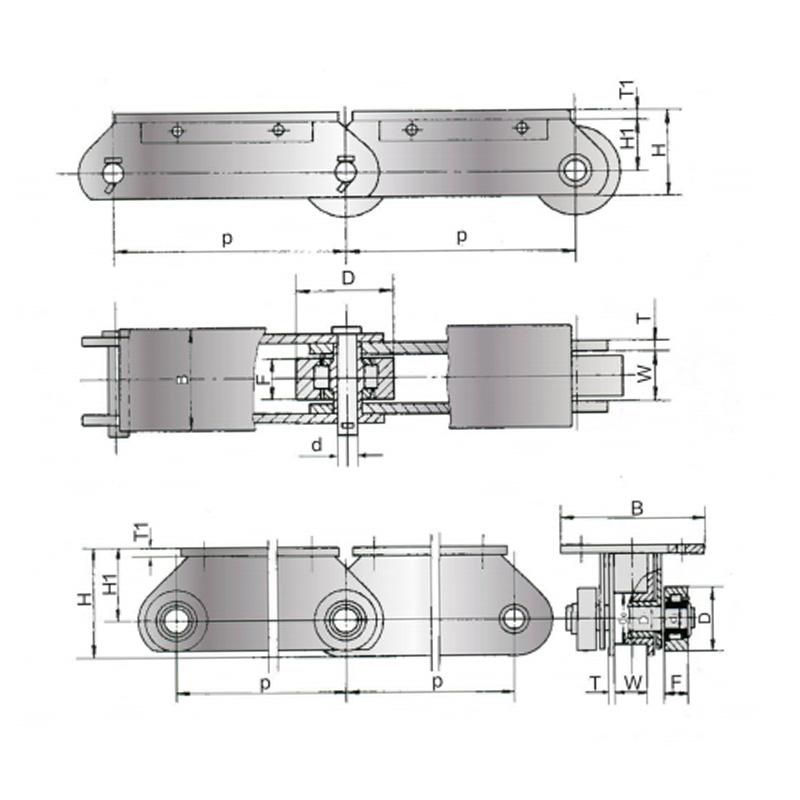 Metallurgisk Heavy duty platt topptransportörkedja